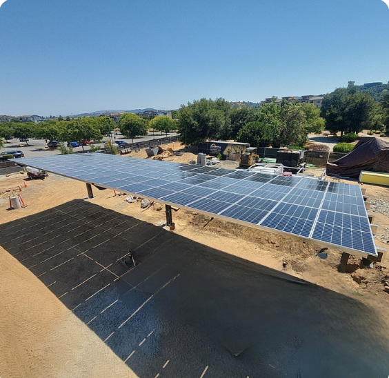 Solar carport canopy installation at Butterfield Fire Station